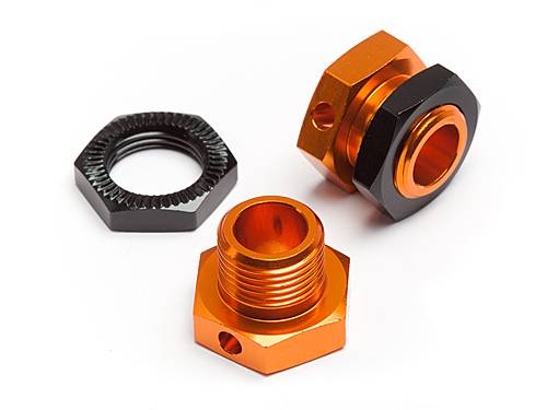 Хабы колес 17мм (ширина 5mm) с гайками (Orange/Black) 2компл HPI-101785